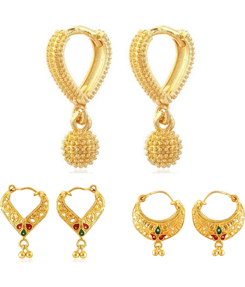 Vighnaharta Twinkling Beautiful Gold Plated Clip on Bucket,basket and Chand Bali earring Combo For Women and Girls -VFJ1179-1392-1395ERG