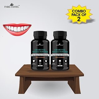 PARK DANIEL Coconut Shell Charcoal Teeth Whitening Powder -Naturally Whiten Teeth, Removes Stains & Removes Bad Breath(ENAMEL Safe & Suitable for Sensitive teeth) Combo pack of 2 Bottles of 50 gms(100 gms) (100, Pack of 2) view 2
