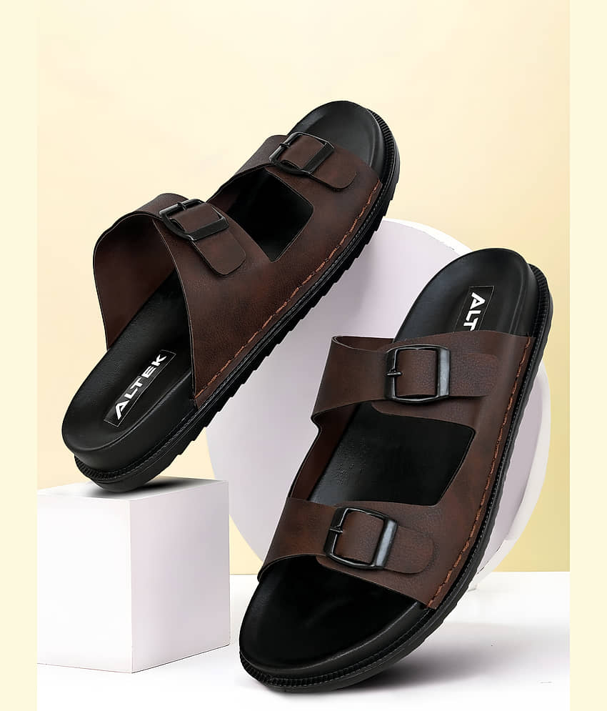 Altek Brown Men's Thong Flip Flop view 2