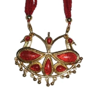 Exquisite Gold-Toned Red Enamel Drop Earrings for Women - Traditional Indian Festive Wear view 2