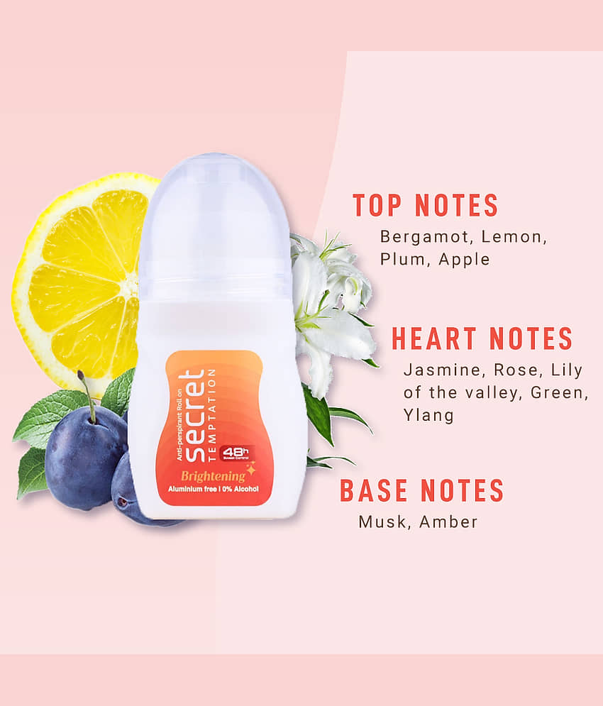secret temptation Brightening Deodorant Roll-on - For Women (100 ml, Pack of 2) view 2