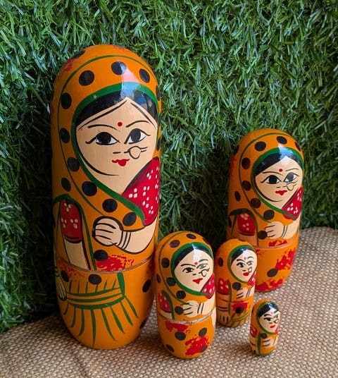 Handpainted Traditional Wooden Nesting Dolls Set view 2