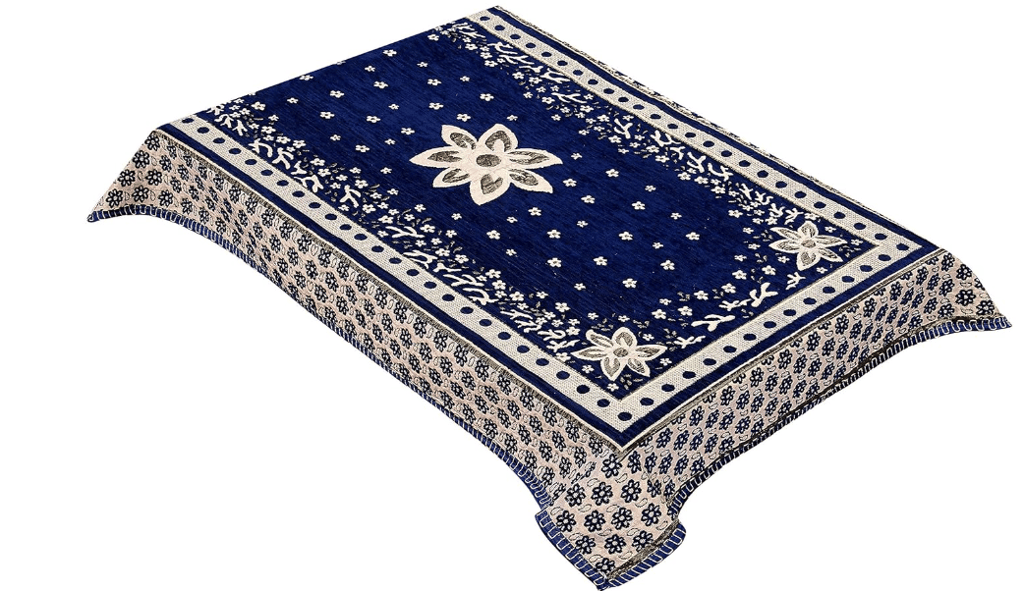 ELOHIM Attractive Floral Design Chenille 4 Seater(36x54 inches) Center Table Cover Floral(Blue Color) view 2