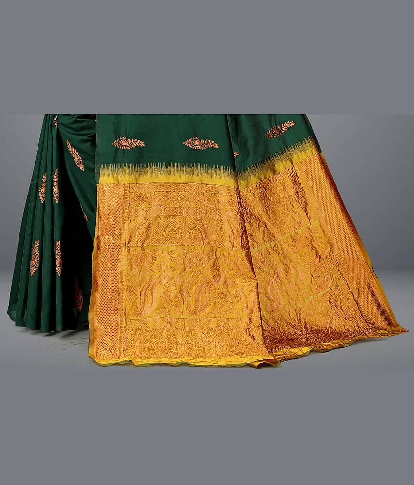 Om Shantam Sarees Art Silk Embellished Saree With Unstitched Blouse Piece ( Green ) view 2