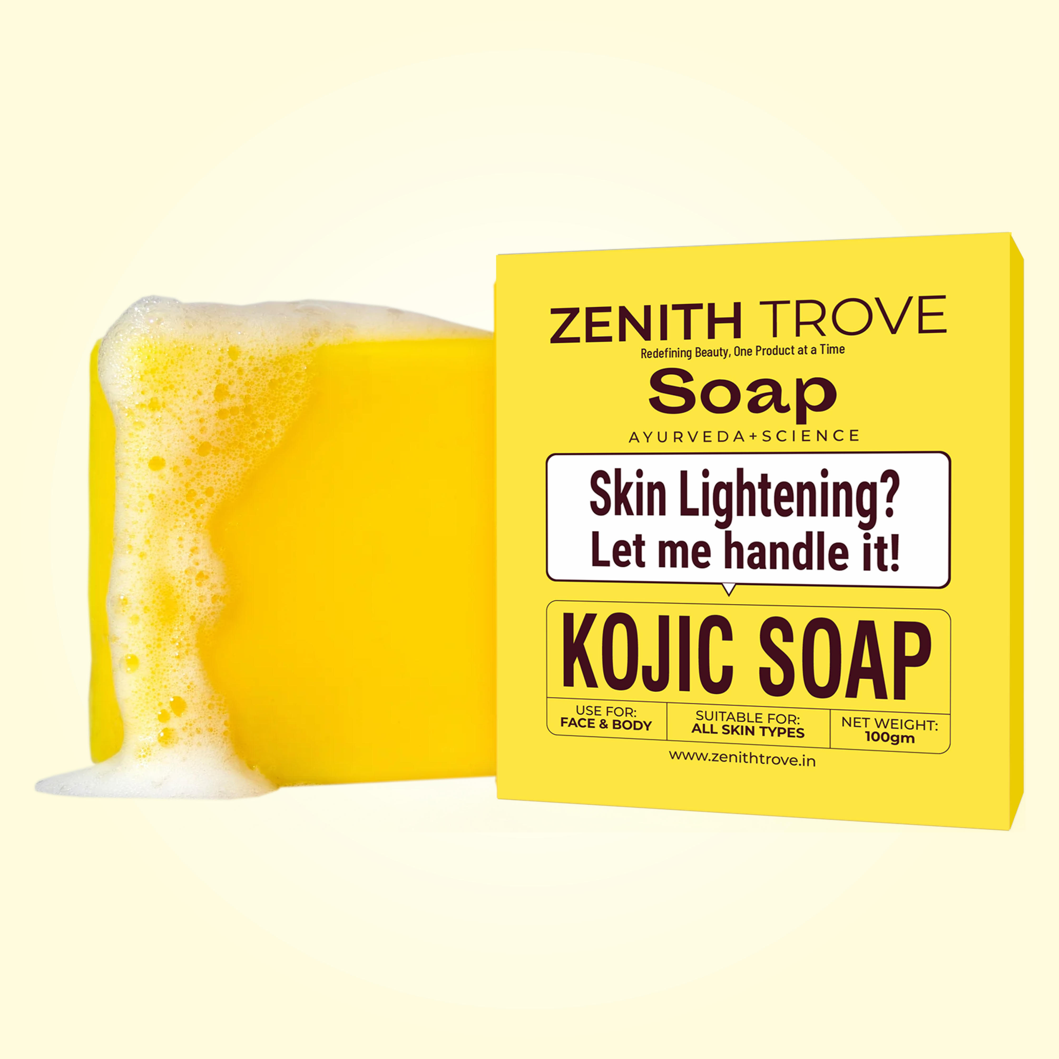 Zenith Trove Ayurvedic Kojic Soap for Face & Body – Skin Lightening & Brightening Soap with Natural Extracts | Gentle Cleanser for All Skin Types | Reduces Pigmentation & Dark Spots | 100gm view 2