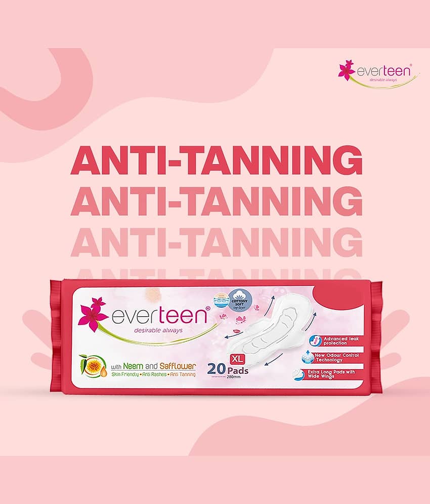 everteen XL Sanitary Napkin Pads-Soft Top Layer for Women - 3 Packs (20 Pads, 280mm Each) view 2