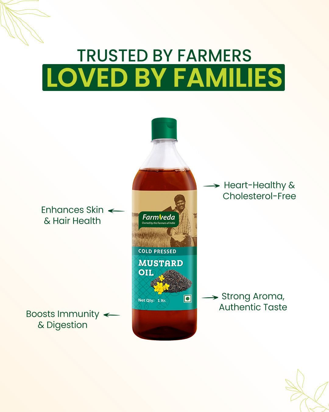 Farmveda Mustard Oil (Cold Pressed) - 1Ltr view 2