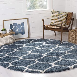 GALLERY HOME Silky Smooth Anti-Skid Shaggy Round Carpet with 2 inch Thickness (7 x 7 Round, Blue C3) view 2