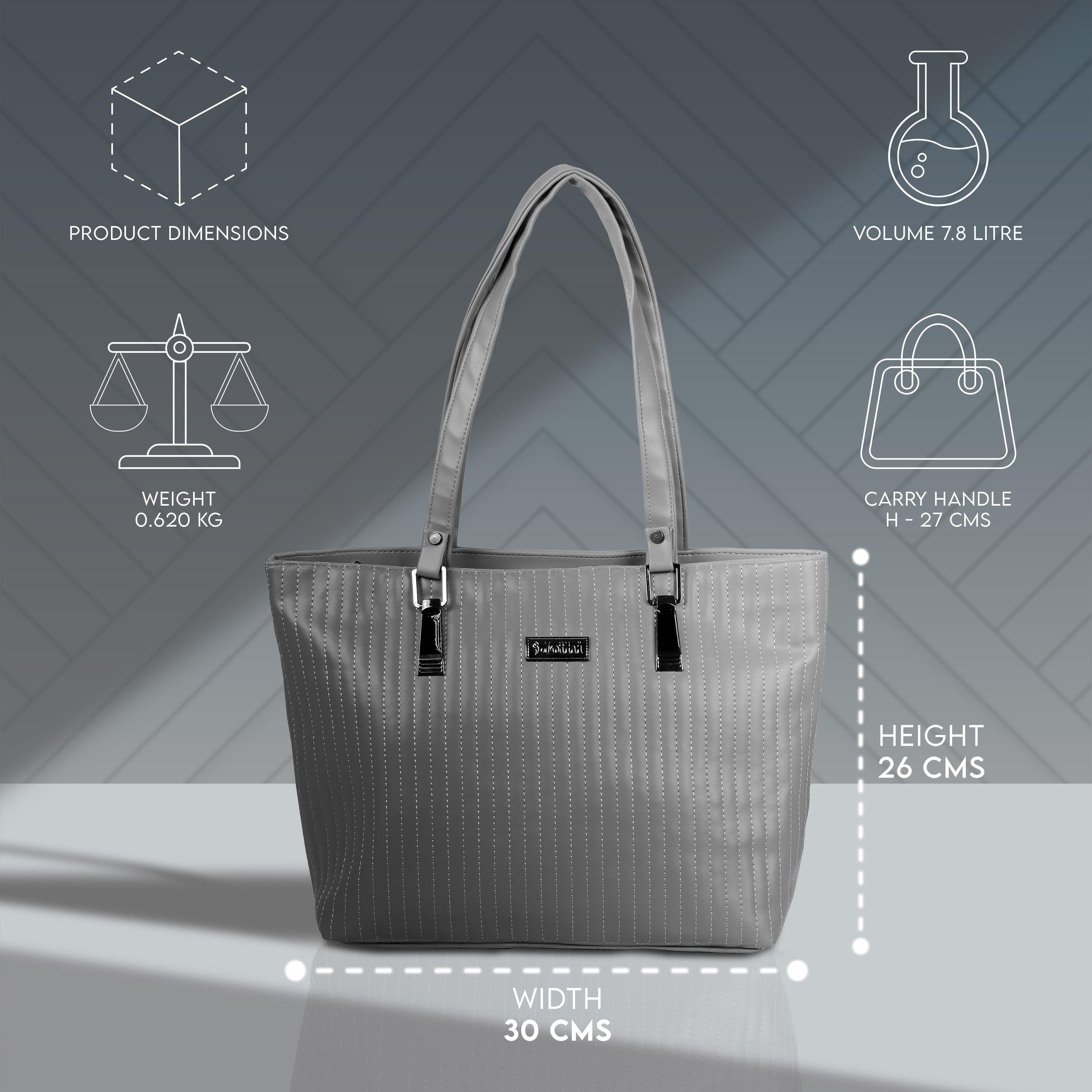 Jothi Bespoke Handbag | 7.8L Elegant Synthetic Leather Handbag | Dual Compartments with Inner & Outer Pockets | Soft Bottom | Chrome Zipper | Durable Nylon Lining | Multiple Color Options view 2
