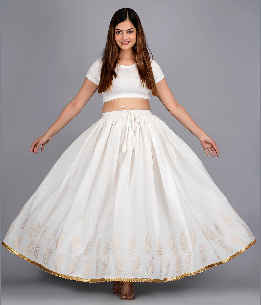 FABRR - White Cotton Women's A-Line Skirt ( Pack of 1 )