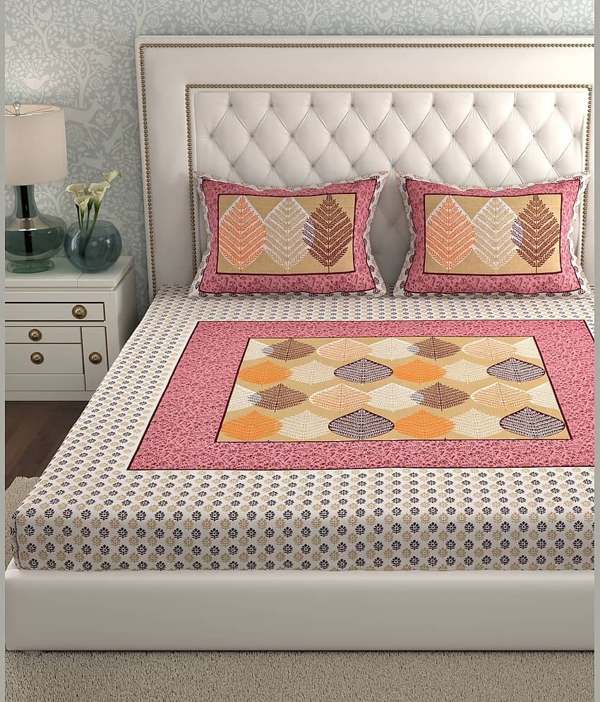 ABHACLOTHO Cotton 1 Double Bedsheet with 2 Pillow Covers ( Multicolor ) view 2