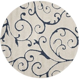 GALLERY HOME Silky Smooth Anti-Skid Shaggy Round Carpet with 2 inch Thickness (9 x 9 Round, Ivory Blue A3) view 2