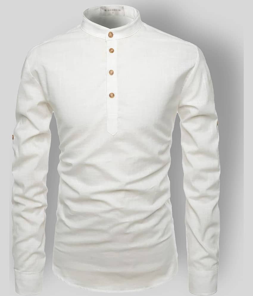 Life Roads - White Cotton Men's Kurta ( Single )