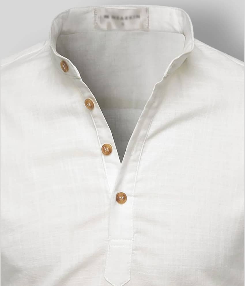 Life Roads - White Cotton Men's Kurta ( Single ) view 2