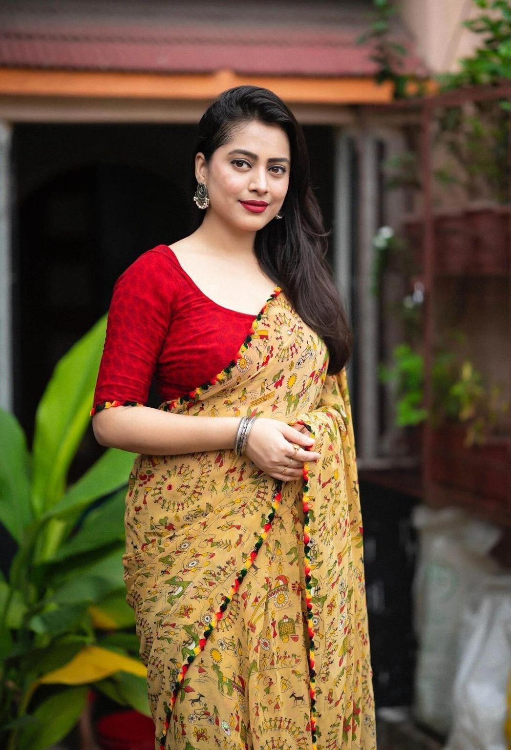 Warli Printed Georgette Saree with Blouse view 2
