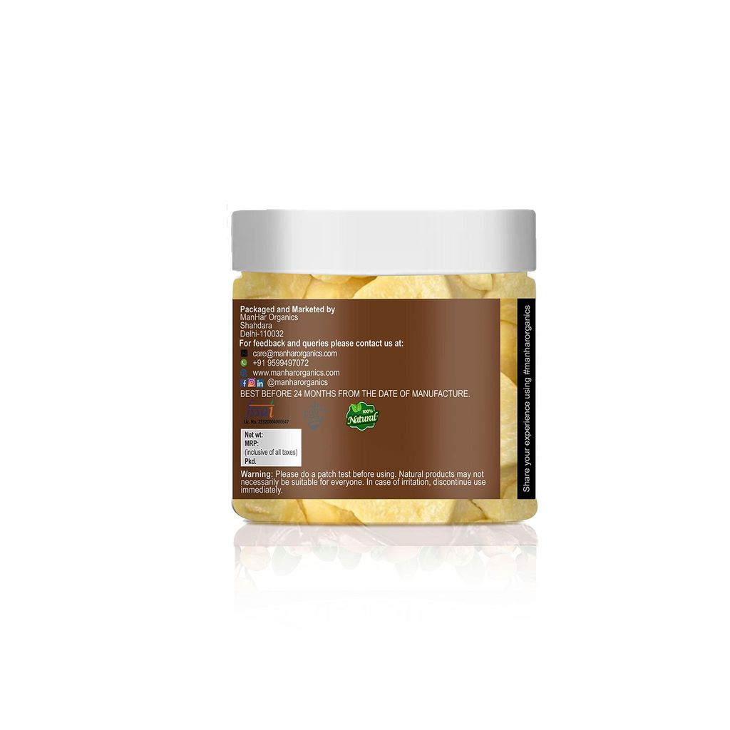 ManHar Organics African Raw Cocoa Butter Jar 100gm Unrefined- for Stretch Marks, Face Moisturiser, Hair view 2