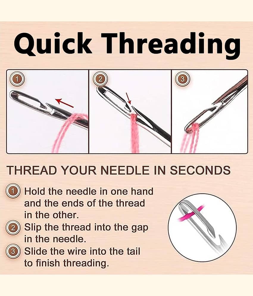 30PCS Easy Self-Threading Quilting Needles Set with Wooden Storage Case – Long Needles for Hand Sewing, Embroidery & DIY Crafting view 2