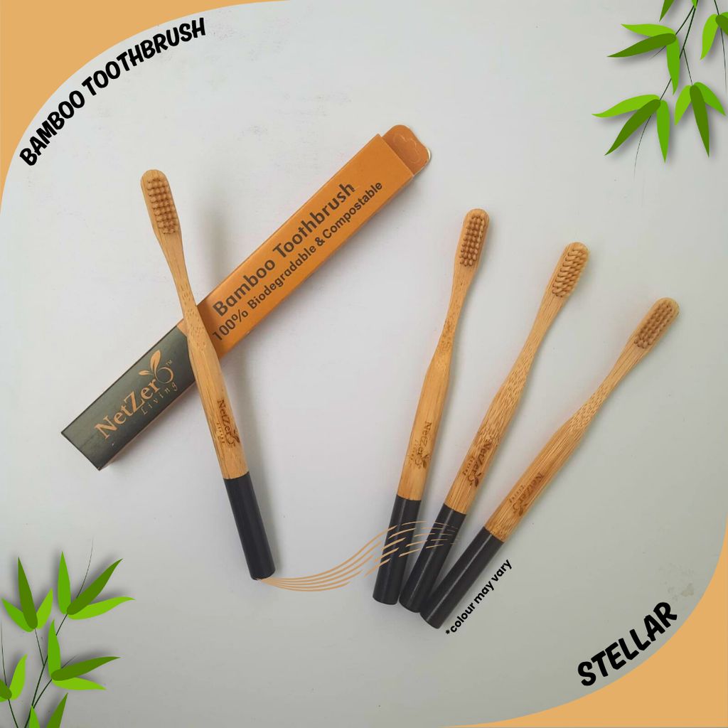 Bamboo Toothbrush – Stellar | Biodegradable & Eco-Friendly (Pack of 4) | Dental Care view 2