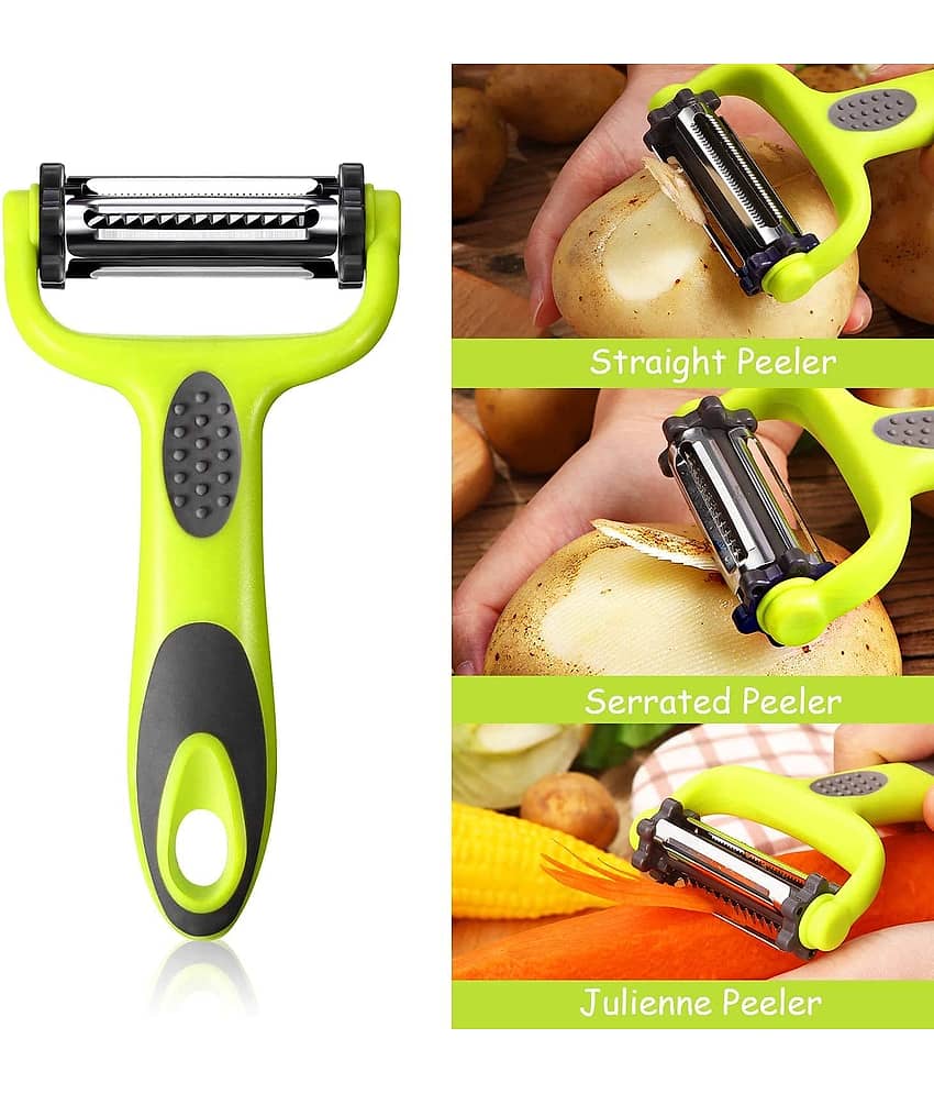 3 in 1 Multifunction Vegetable & Fruit Peeler Slicers with 3 Rotatable Stainless-Steel Blades