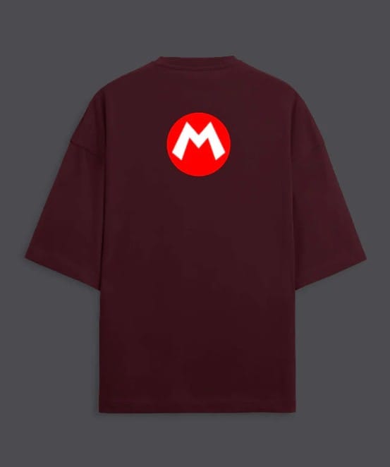 Super Mario Koopa Stomp Oversized Maroon T-Shirt view 2