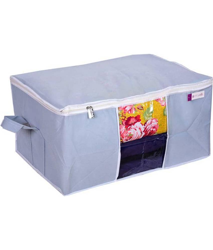 PrettyKrafts Underbed Almirah/Storage Box/Basket/Bag/Organizer With Side Handles - Grey,Set Of 3 view 2