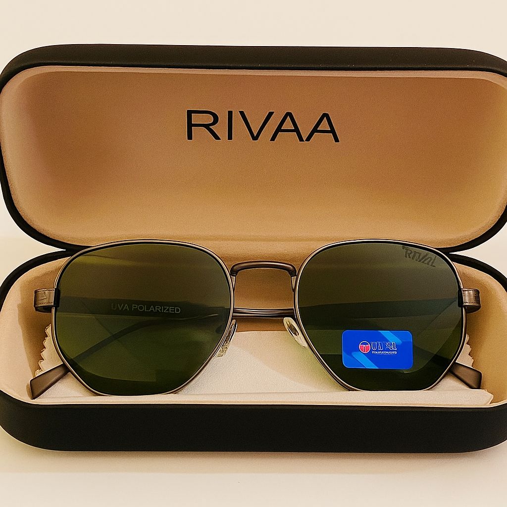 Stylish Brown Sunglasses with Green Tinted Lenses view 2