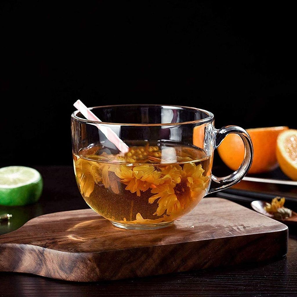 Clear Round Shaped Glass Coffee Cup with Handle | 150 ML | Transparent Glass Tea Cup Set for Coffee, Tea, Milk | Set of 6 view 2