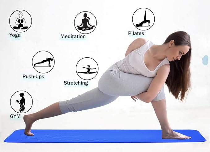 Extra Thick TPE Yoga Mat with Carrying Strap, Eco Friendly Non Slip Exercise Mat for Pilates view 2