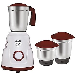 Starly Ace 550W Mixer Grinder for Kitchen with 3 Stainless Steel Jars Powerful motor High Speed Mixie perfect for dry grinding blending mixing juicing cherry red 3 Jars