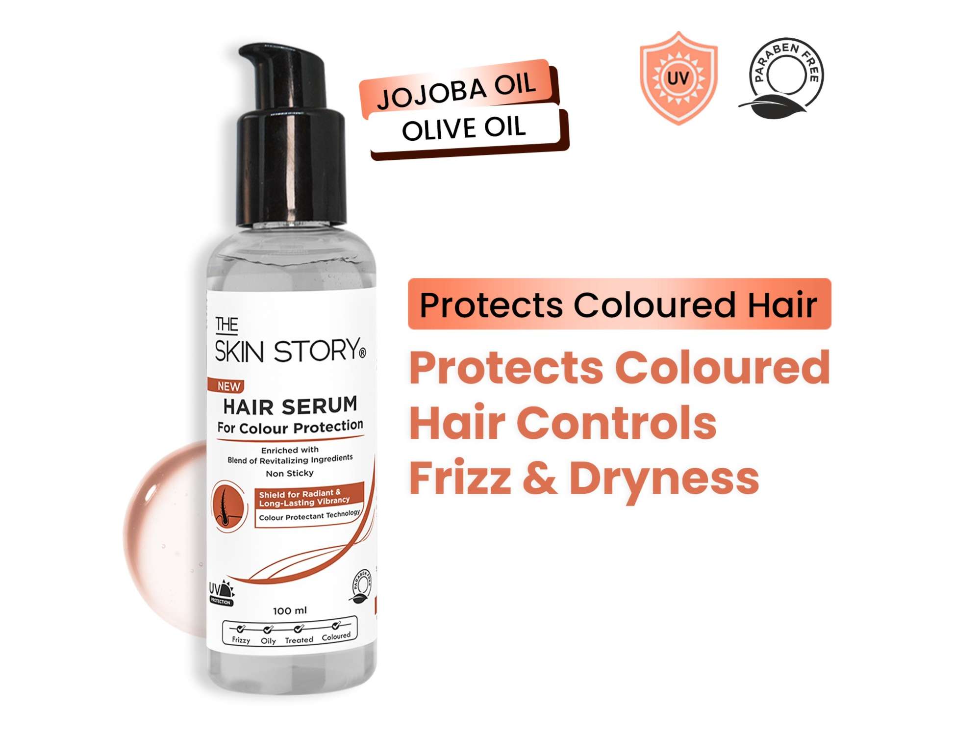 Long Lasting Vibrant Colour Protection Hair Serum Extra Care With Jojoba & Olive Oils (100 ML) view 2