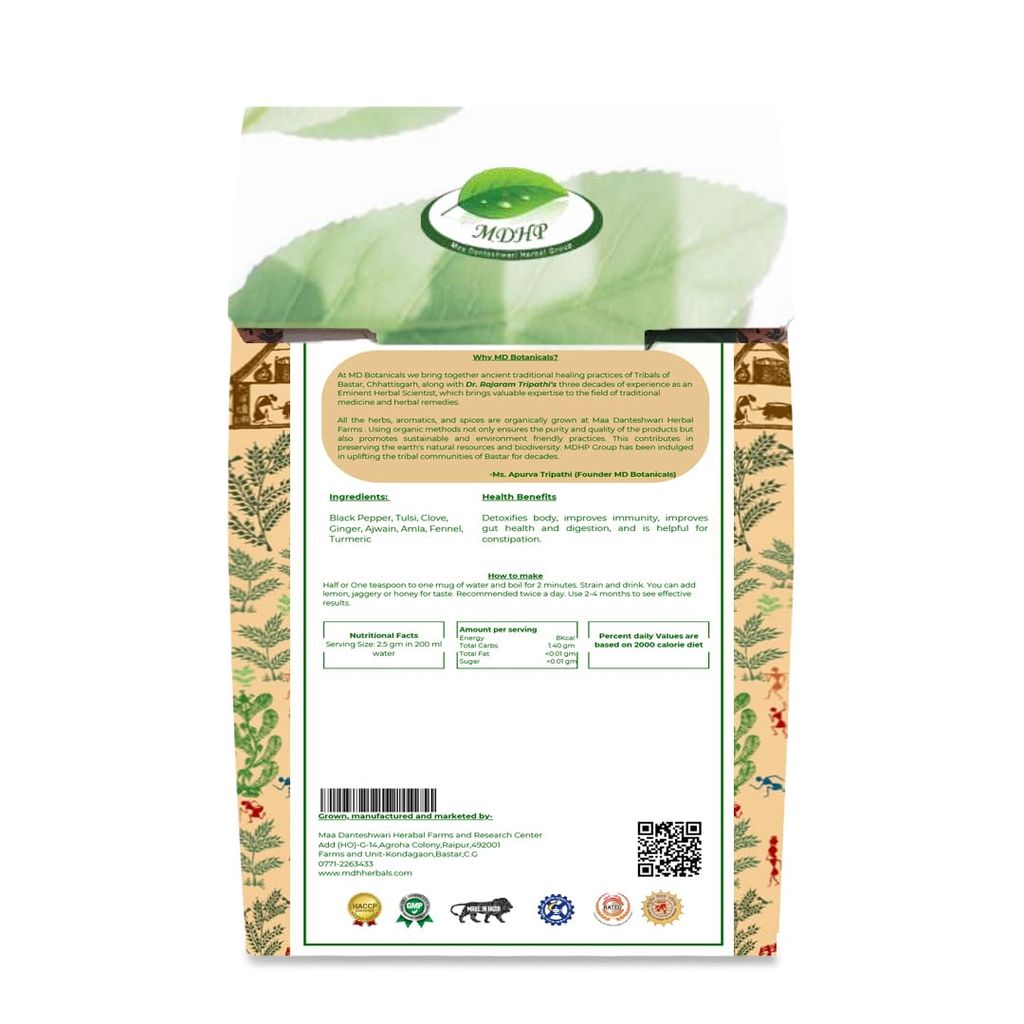 MD Botanicals MDHP Kadha | Ayurvedic Immunity Booster with 12 Powerful Herbs | Natural Protection from Cough, Cold & Flu | 70g Loose Leaf | Caffeine-Free & Sugar-Free view 2