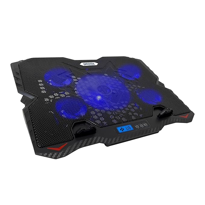 Geonix Gaming Laptop Cooling Pad, LED Lights (1-6 grade), Computer Cooler Stand, 5 Quiet Fans for 15.6-18 Inch Laptops, 5 Stand adjustable point, PC Notebook Heat Dissipation (Black) view 2