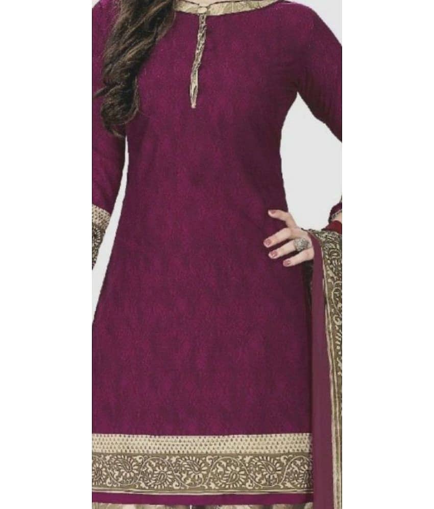 Kkrish Unstitched Crepe Printed Dress Material - Magenta ( Pack of 1 ) view 2