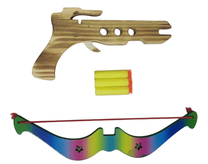 Colorful Wooden Toy Bow and Arrow Set for Kids - Perfect for Outdoor Play view 2