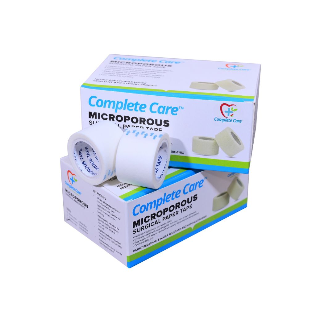 Complete Care Microporous Surgical Paper Tape 1 Inch x 9 Meter, Breathable & Skin-Friendly, Medical-Grade Adhesive, 12 Rolls In Each pack