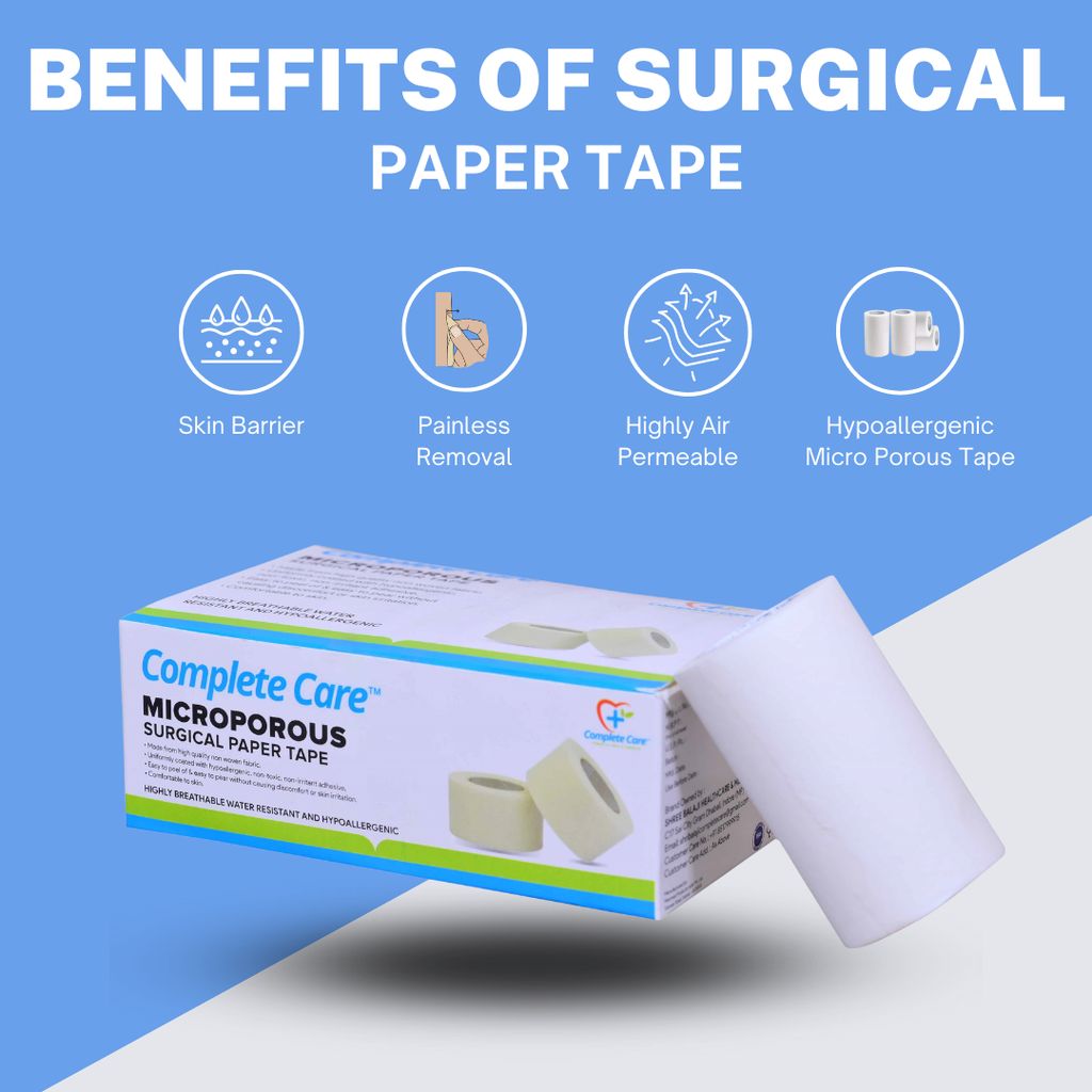Complete Care Microporous Surgical Paper Tape 1 Inch x 9 Meter, Breathable & Skin-Friendly, Medical-Grade Adhesive, 12 Rolls In Each pack view 2