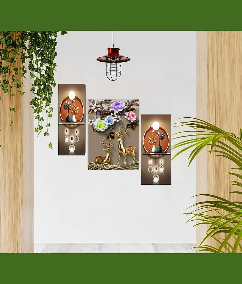 SNDArt Set Of 3 Flower Pots Wall Painting For Home Decor Gift Items 12 x 18 inch view 2