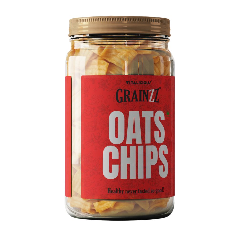 Grainzz Oats Chips – Peri Peri | High-Fibre | No Palm Oil | Baked Crunch | 150g Jar view 2