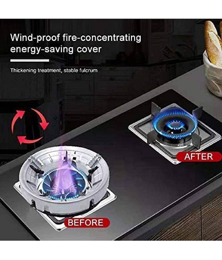 RAMDEV ENTERPRISE Gas Saver Burner Stand Gas Chula Burner Gas Stove Burner Stand Jali Ring Fire & Windproof Energy Saving, Gas Chula Support Stand 4 Legs Supported For Indian Gas 0.7mm (Pack Of 2)(SILVER). view 2