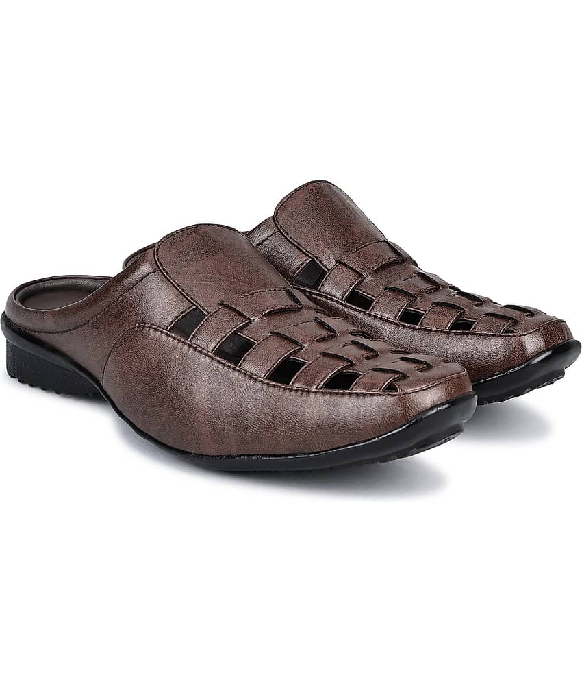 RAGE GAZE HALF SHOE BROWN NEW STYLE - Brown Men's Sandals view 2