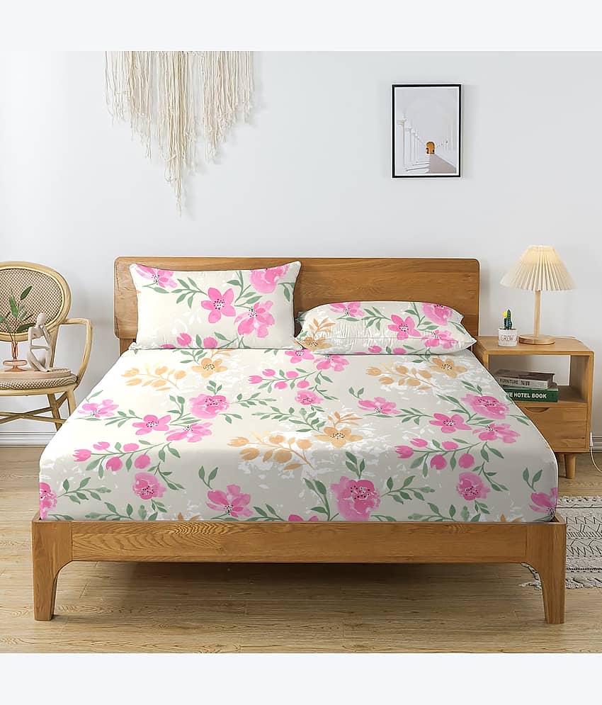 Apala Pink Microfiber 1 Double King Bedsheet with 2 Pillow Covers ( 254 cm x 228 cm ) view 2