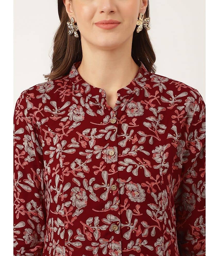 Divena Women's Cotton Regular Top ( Maroon ) view 2