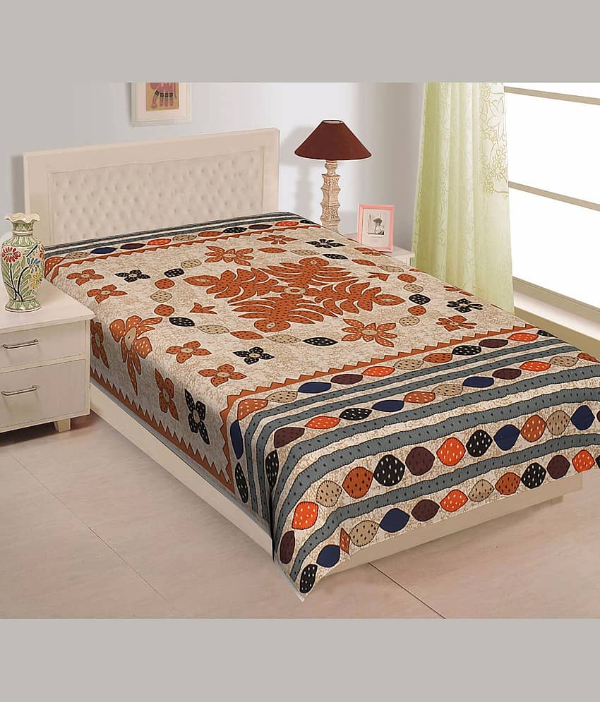 ABHACLOTHO Multicolor Cotton 1 Single Bedsheet with 1 Pillow Cover ( 215 cm x 150 cm ) view 2