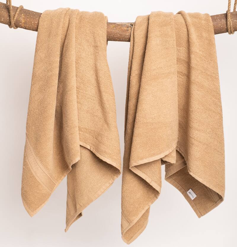 Furnofy Cotton 450 GSM Bath Towel Beige (Pack Of 2) view 2