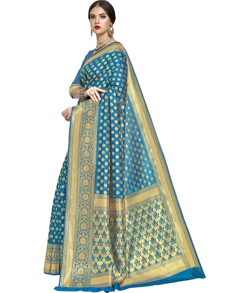Sariya Jacquard Embellished Saree With Unstitched Blouse Piece ( Orange ) view 2