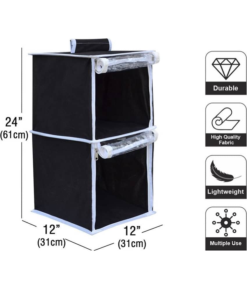 SH NASIMA Non Woven Fabric 2 Shelf Closet Hanging Cloth Storage Organizer for Almirah view 2
