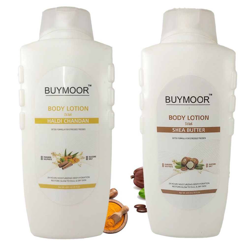 BUYMOOR Haldi Chandan & Shea Butter Deep Nourishing Skin Brightening Body Lotion Men & Women 1300 ML(Pack Of 2). view 2