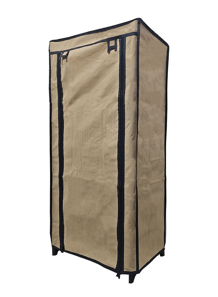 PHILOSHOP 4-Shelves Durable Metal Frame Modular Shoe Rack with 10-Inch Gapping in each Shelf & 100 GSM Fabric in Beige view 2