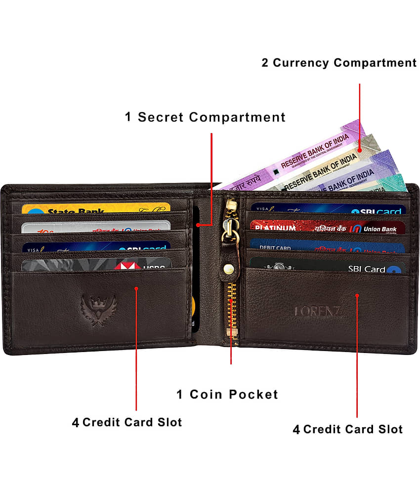 Lorenz Brown 100% Leather Men's RFID Wallet ( Pack of 1 ) view 2