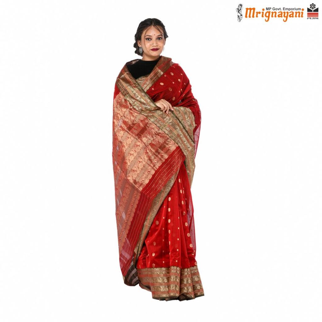 HANDLOOM CHANDERI SILK SAREE WITH BLOUSE(SKU - 1SC204280621, SAREE - 1010) view 2